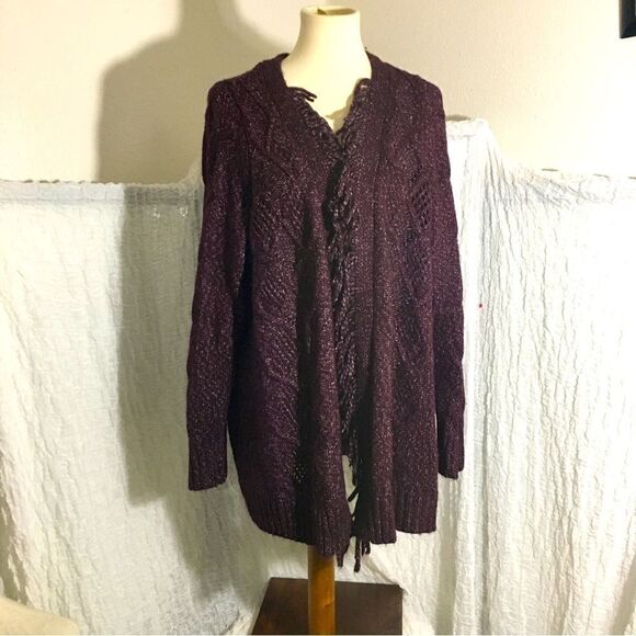 Lane Bryant Plum Knit Sweater Cardigan Size 22/24 - Picture 1 of 10